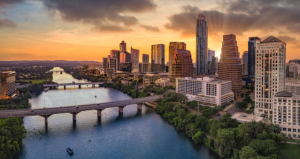 Austin skyline with the Congress Avenue Bridge